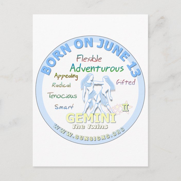June 14th Birthday - Gemini Postcard | Zazzle.com
