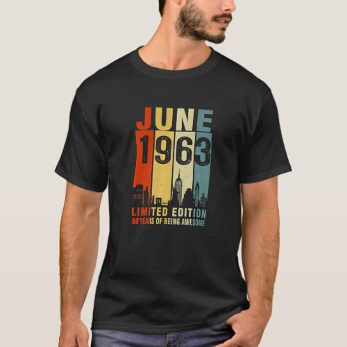 June 1963 60 Years Of Being Awesome Vintage T_Shirt