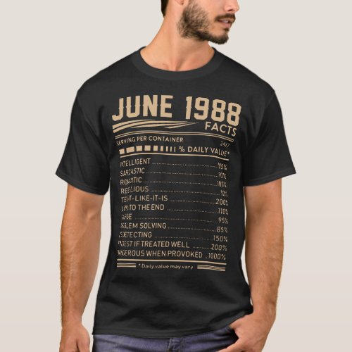 june 1988 facts birthday t_shirts