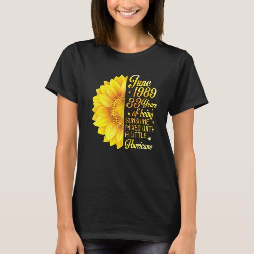 June 1989 Sunflower 33 Years Being Sunshine Mixed  T_Shirt