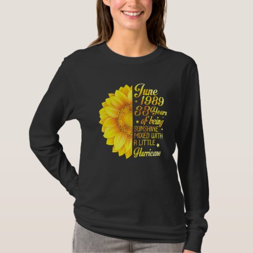 June 1989 Sunflower 33 Years Being Sunshine Mixed  T_Shirt