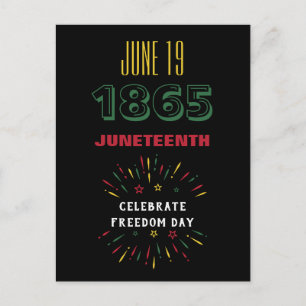June 19 1865 Juneteenth Black History Fireworks Holiday Postcard