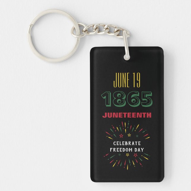 June 19 1865 Juneteenth Black History Fireworks Keychain (Front)