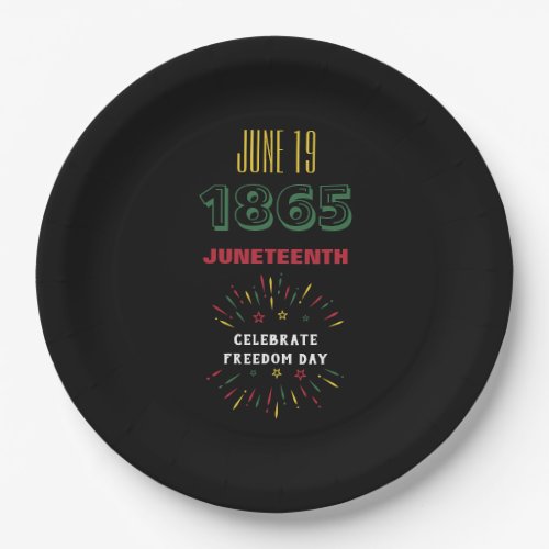 June 19 1865 Juneteenth Black History Fireworks Paper Plates