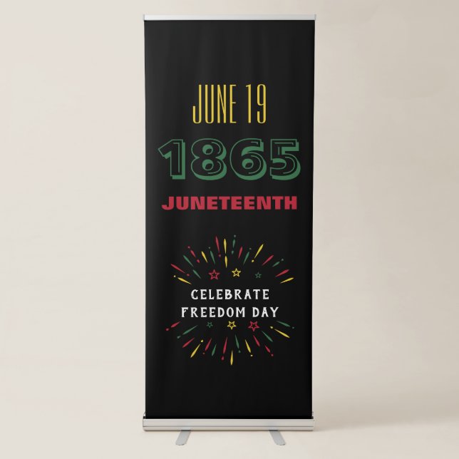 June 19 1865 Juneteenth Black History Fireworks Retractable Banner (Front)