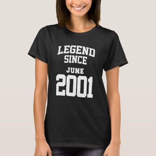 June 2001 22nd Birthday Legend 22 Years Old T_Shirt