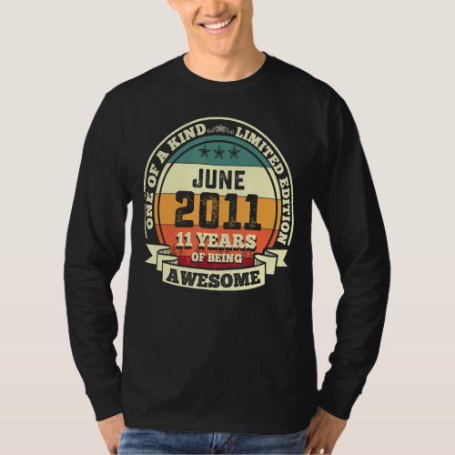 June 2011 11th Birthday  11 Years Of Being Awesome T_Shirt
