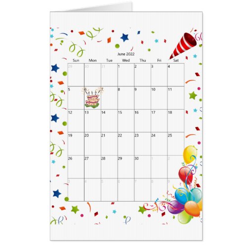 June 2022 Large Happy Birthday Card Zazzle