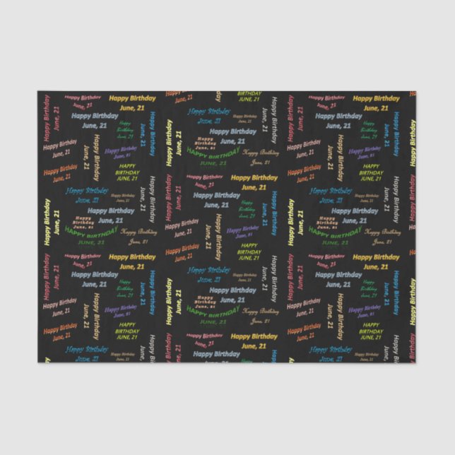 June, 21 Birthday Tissue Paper (Front)