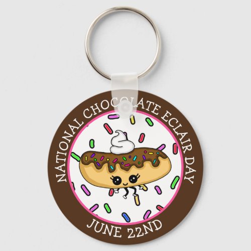 June 22nd National Chocolate clair Day   Keychain