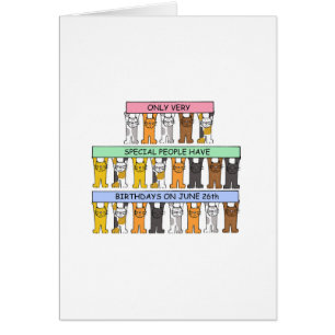 June 26th Birthday Cartoon Cats Cards