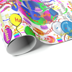 June, 28 Birthday Gift Wrapping Paper