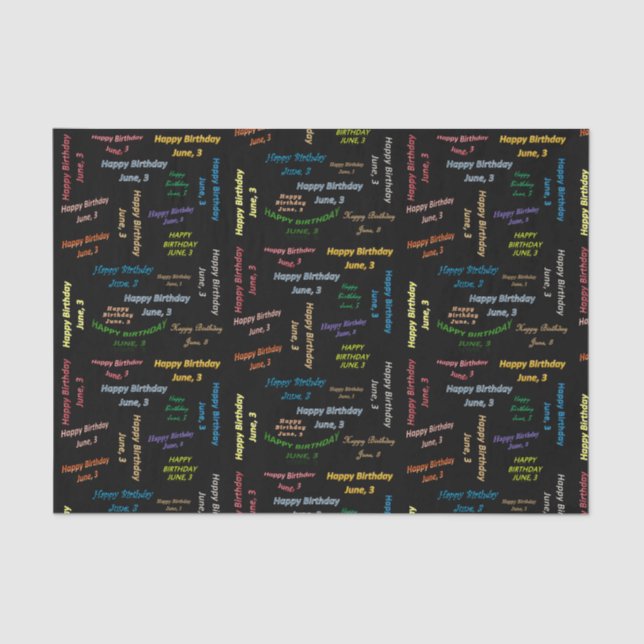 June, 3 Birthday Tissue Paper (Front)