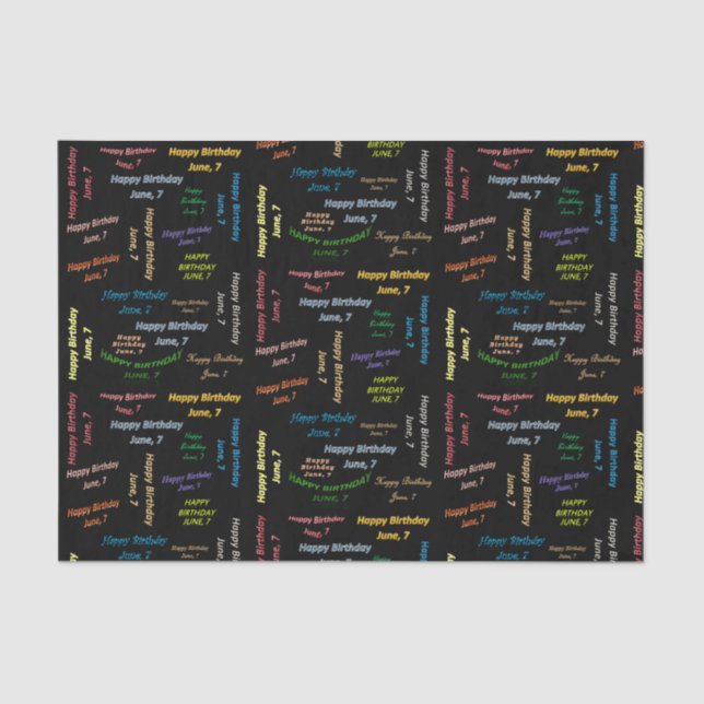 June, 7 Birthday Tissue Paper (Front)