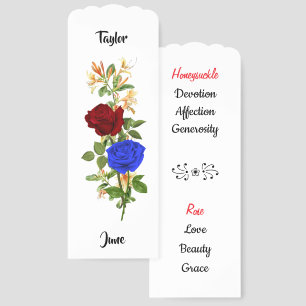 June Birth Flower Honeysuckle and Rose Bookmarks