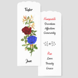 June Birth Flower Honeysuckle and Rose Bookmarks