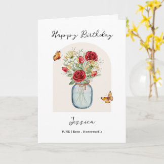 June Birth Month Flower Birthday Card