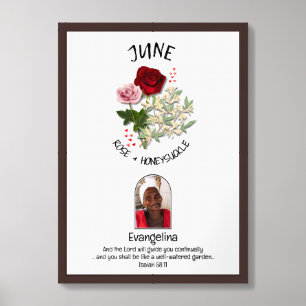 JUNE Birth Month Flower Custom NAME PHOTO Framed Art