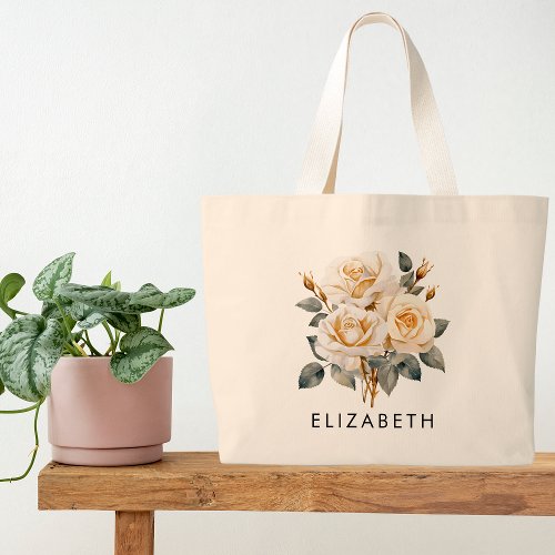 June Birth Month Flower Personalized Gift for Her Large Tote Bag