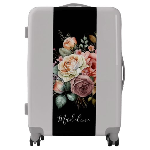 June Birth Month Flower Personalized Name Luggage