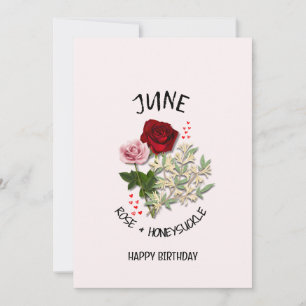 JUNE Birth Month Flower ROSE Birthday Card