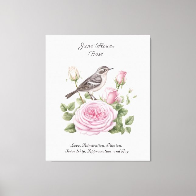June Birth Month Flower Rose Elegant Birthday Canvas Print (Front)