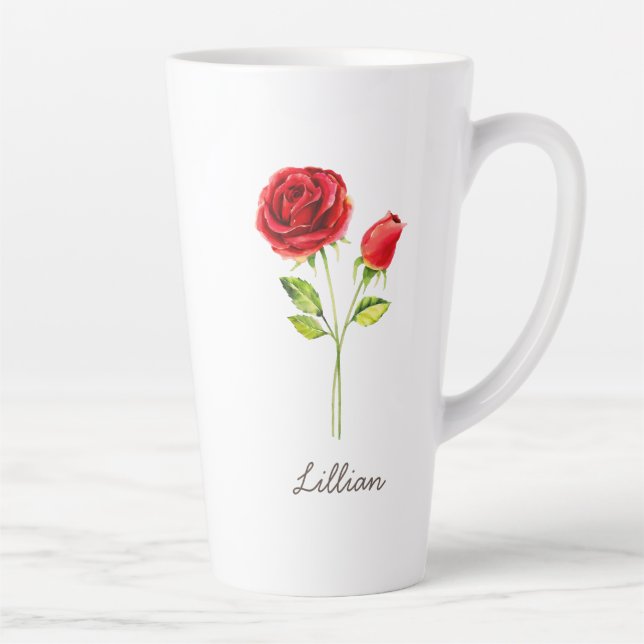 June Birth Month Flower Rose Latte Mug (Right)