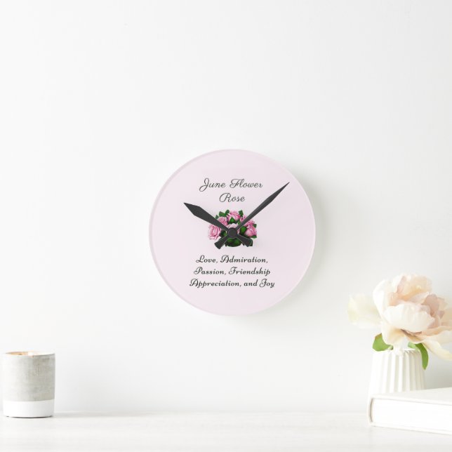 June Birth Month Flower Rose  Round Clock (Home)