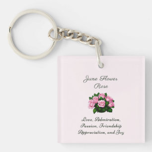 June Birth Month Flower Rose Timeless Floral Keychain