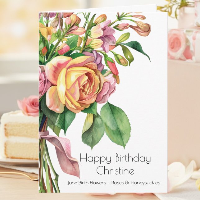June Birth Month Flowers June Happy Birthday Card (Creator Uploaded)