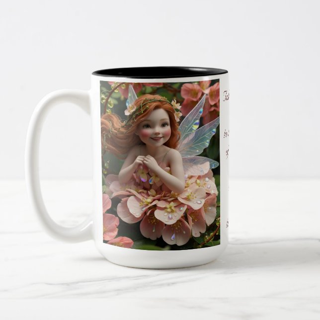 June Birth Month - Honeysuckle Flower Fairy - Two-Tone Coffee Mug (Left)