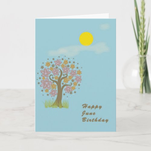 June Birthday Card with Sun  Creative Tree Blank