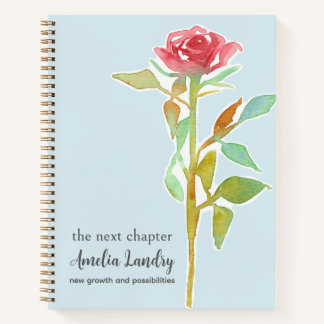 June Birthday Flower Journal Pink Rosebud Stem