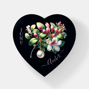 June Birthstone and Honeysuckle Flower Paperweight