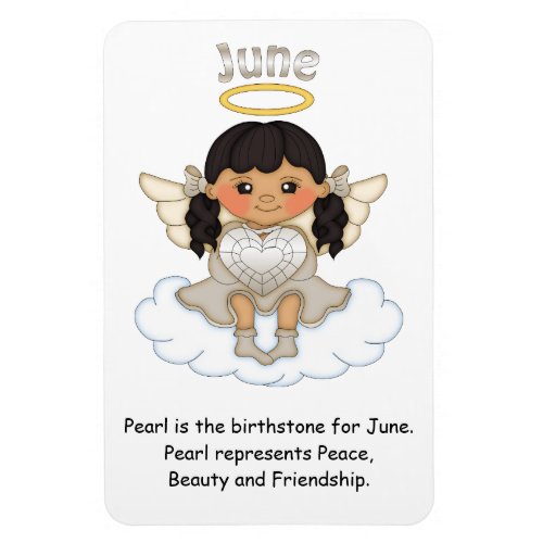 June Birthstone Angel Black Premium Magnet