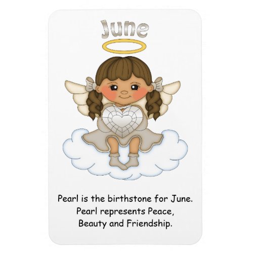 June Birthstone Angel Brunette Premium Magnet