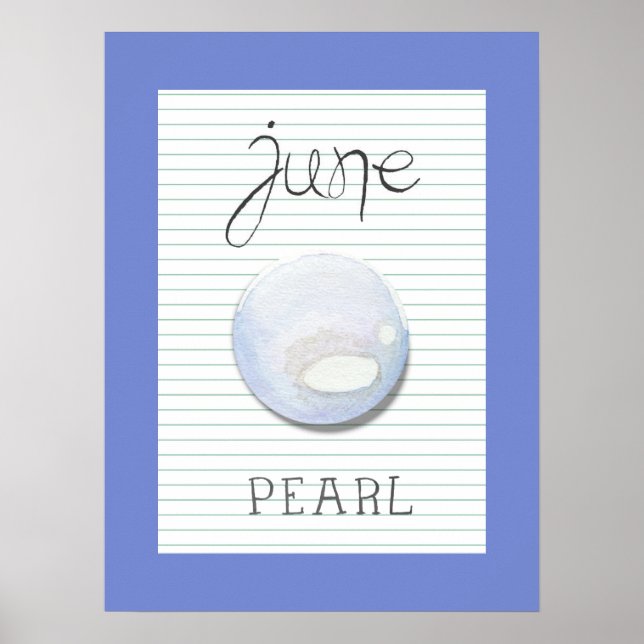 June Birthstone Birth Stone Pearl Artwork Poster (Front)