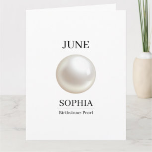 June Birthstone Birthday Name Pearl Card