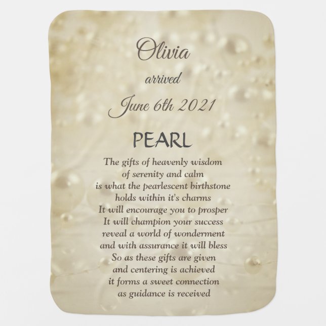 June Birthstone Pearl design Baby Blanket (Front)