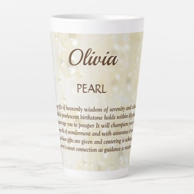 June Birthstone Pearl design Latte Mug (Front)
