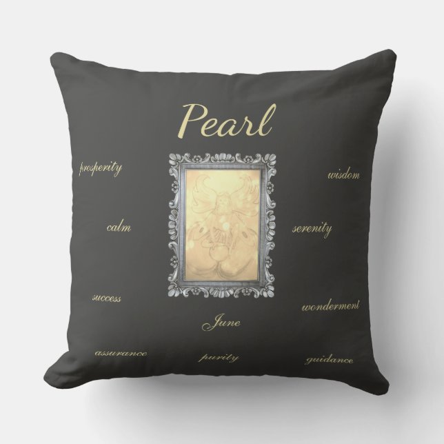 June Birthstone Pearl Fairy Throw Pillow (Front)