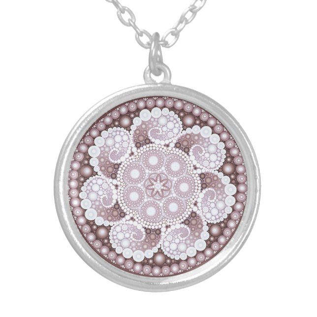 June Birthstone Pearl Mandala Necklace (Front)