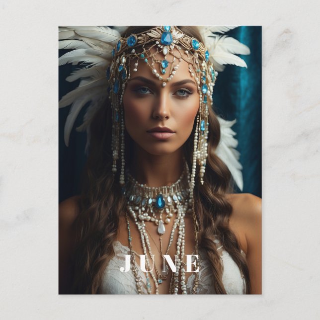 *~ JUNE Boho Woman BIRTHDAY PEARLS AP53 Postcard (Front)