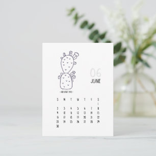June Customizable Cactus 2024 Calendar Card
