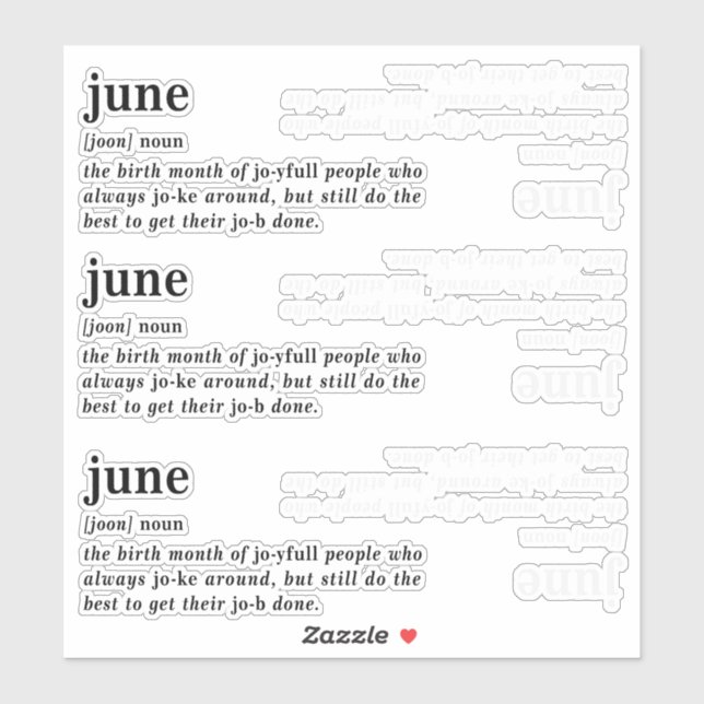 June Definition Birthday Sticker (Sheet)