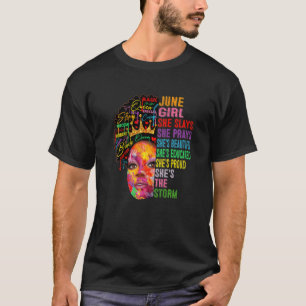 June Girl She Slays & Prays June Birthday Girls T-Shirt