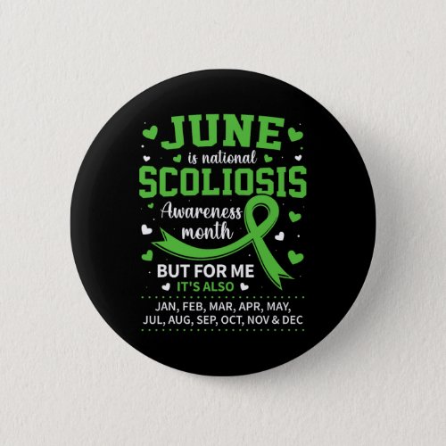 June Is Scoliosis Awareness Month Green Ribbon Sur Button