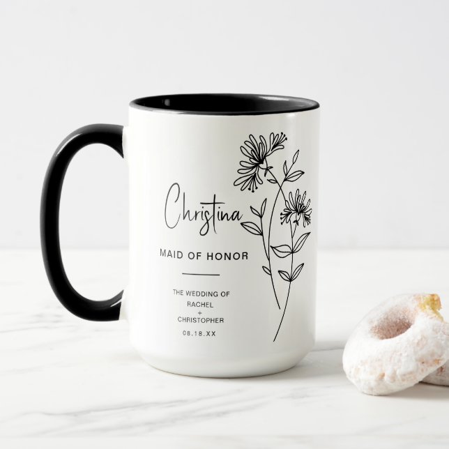 June Maid of Honor | Honeysuckle Birth Flower Mug (With Donut)
