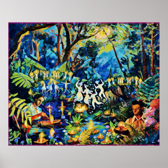 June Naive Folk Art Summer Celebration Poster (Front)