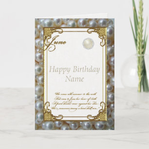 June Pearl Birthstone Birthday Card